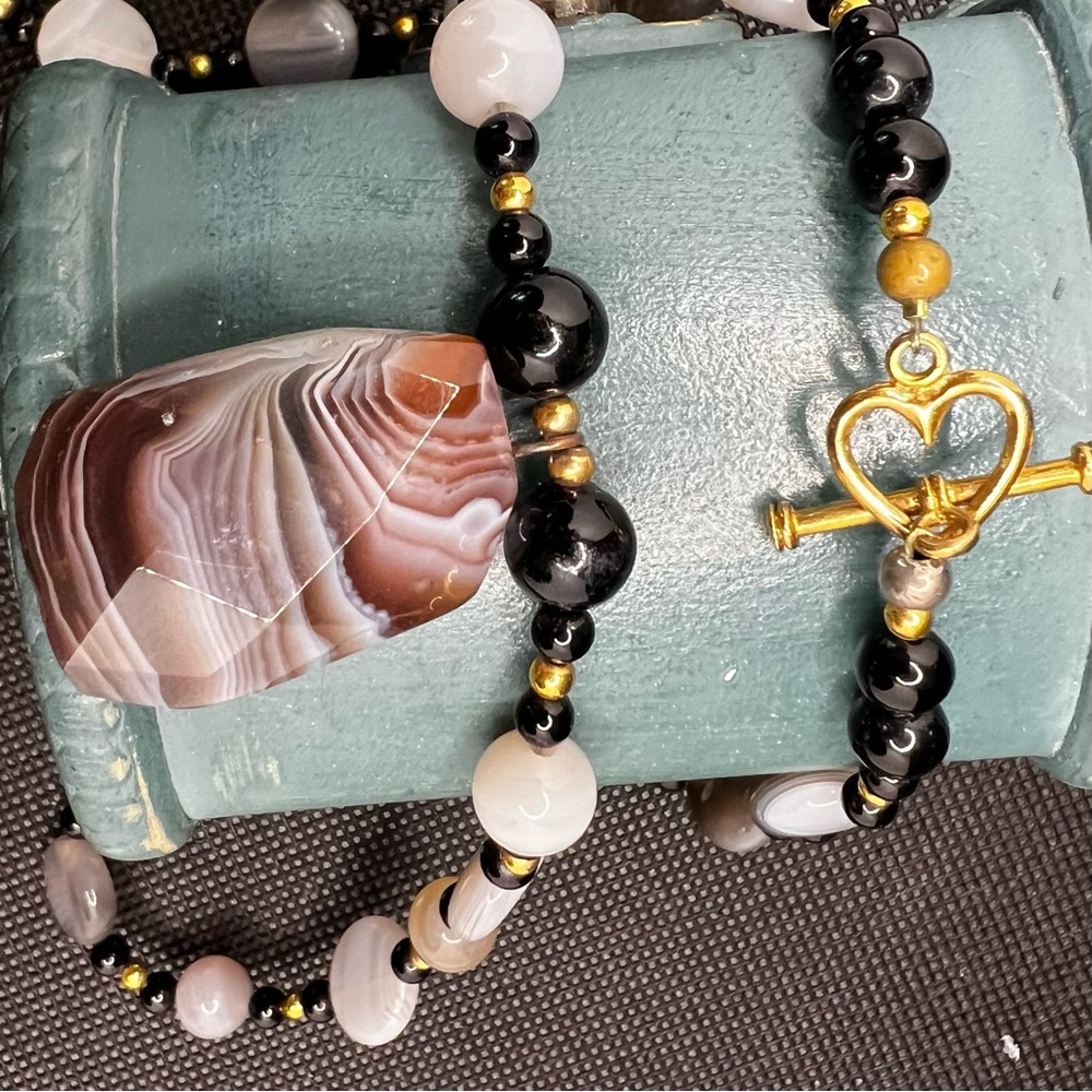 Botswana Agate Necklace HANDMADE by Miz Meliz One of a Kind